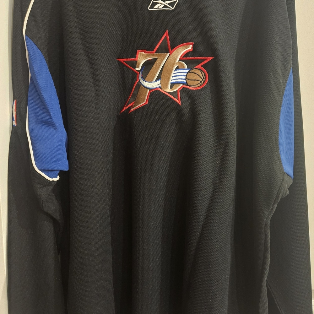 Black and Blue Reebok Classic 76ers Shooting Shirt